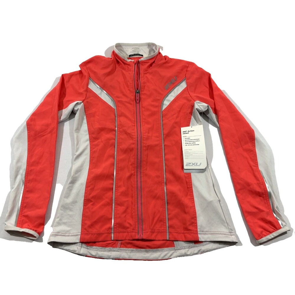 2XU Womens Red Gray Zip 360 Action Wired Jacket Water Resistant Active Sz S NWT
